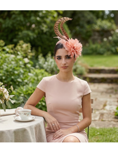 Woman wedding percher hat pink and brown - Wedding hats for women - 2