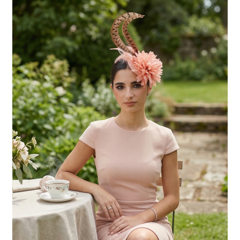 Woman wedding percher hat pink and brown - Wedding hats for women - 2 Woman wedding percher hat pink and brown - Wedding hats for women - 2