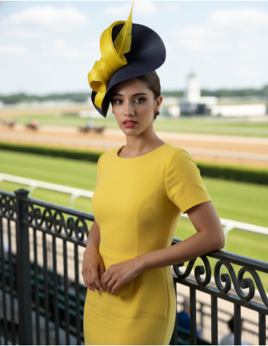 Elegant Kentucky derby yellow fascinator for women - Wedding hats for women - 1