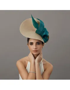 Elegante Tocado para madrina de boda perfecta verde mar - Pamelas y Tocados para madrinas - 1