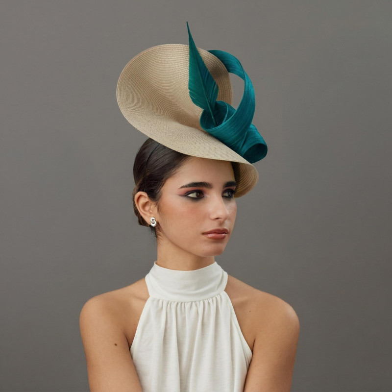 Elegante Tocado para madrina de boda perfecta verde mar - Pamelas y Tocados para madrinas - 3 Elegante Tocado para madrina de boda perfecta verde mar - Pamelas y Tocados para madrinas - 3