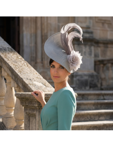 Elegant Grey wedding hat for woman with feathers - Wedding hats for women - 1