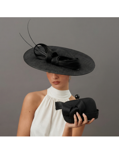 Mother of the bride wedding hat black with bow - Wedding hats for women - 1