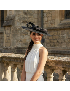 Mother of the bride wedding hat black with bow - Wedding hats for women - 1 2