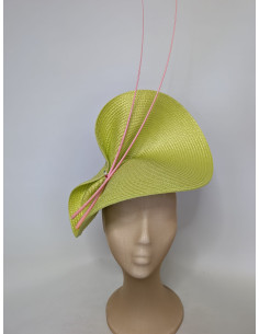 Customized Lime Green and pink wedding hat for woman - Wedding hats for women - 1