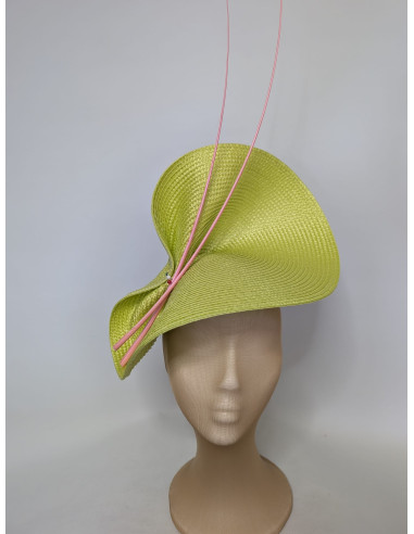 Customized Lime Green and pink wedding hat for woman - Wedding hats for women - 1