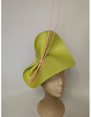 Tocado customizado verde lima y rosa claro madrina boda de día - Pamelas y Tocados para madrinas - 2