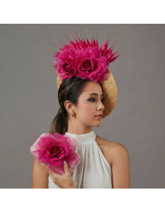Fuchsia pink Royal Ascot hat - Wedding hats for women - 1