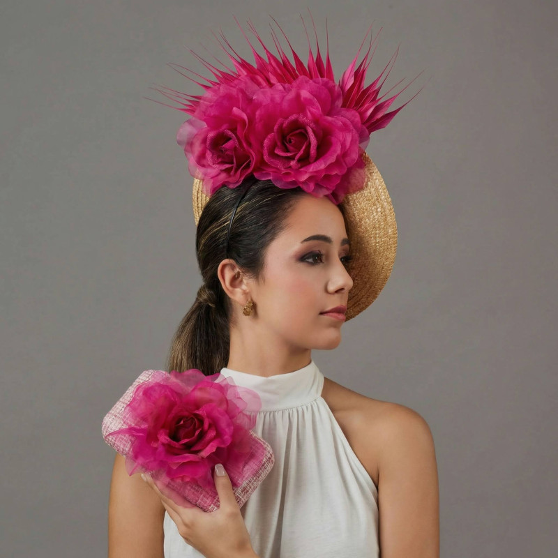 Fuchsia pink Royal Ascot hat - Wedding hats for women - 1