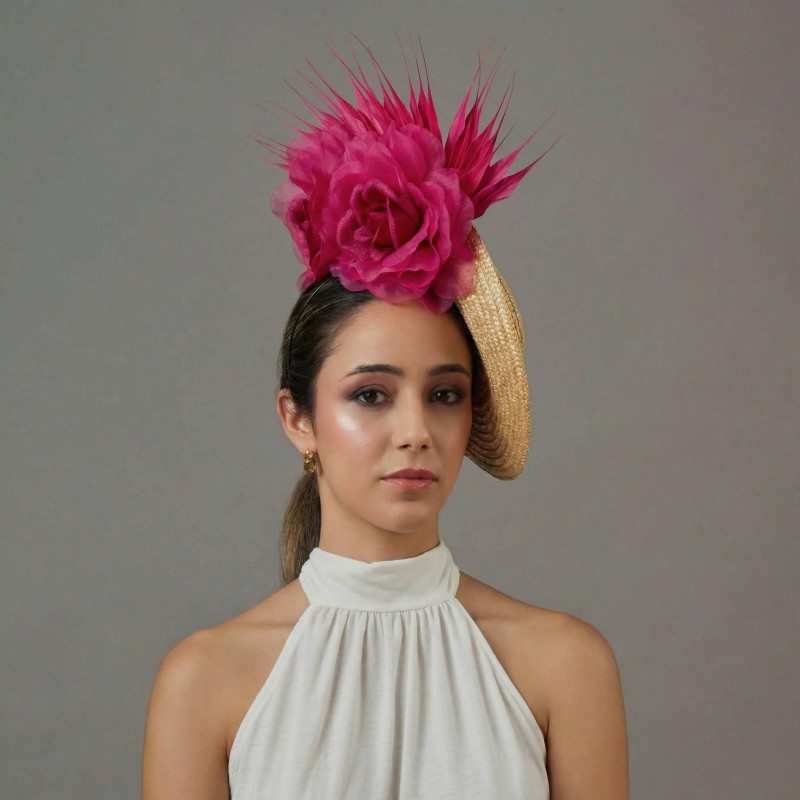 Fuchsia pink Royal Ascot hat - Wedding hats for women - 4