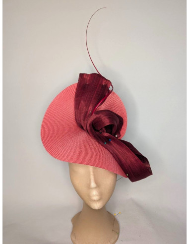 Sombrero personalizado de invitada de boda granate - Pamelas y Tocados para madrinas - 1
