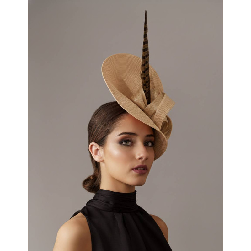 Elegant beige Royal Ascot fascinator for Woman - Wedding hats for women - 4 Elegant beige Royal Ascot fascinator for Woman - Wedding hats for women - 4