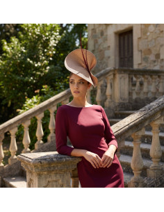 Elegant maroon and beige fascinator for Royal Ascot races - Wedding hats for women - 1 2