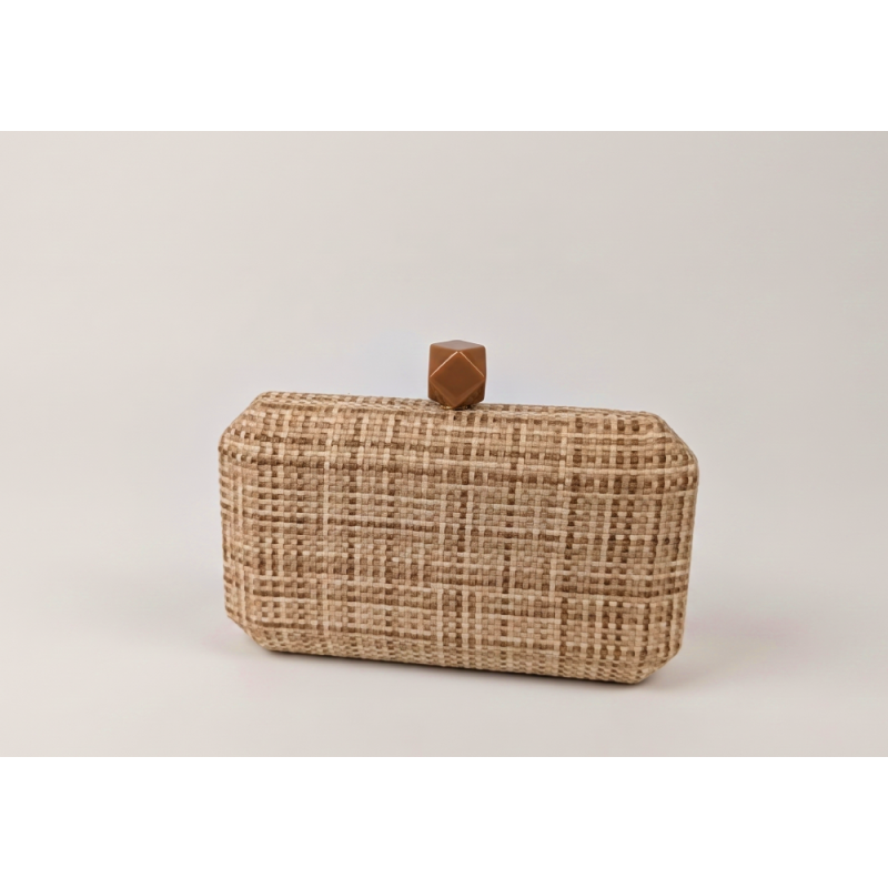 Bolso clutch marrón y beige para madrina de boda - Bolsos de fiesta - 4