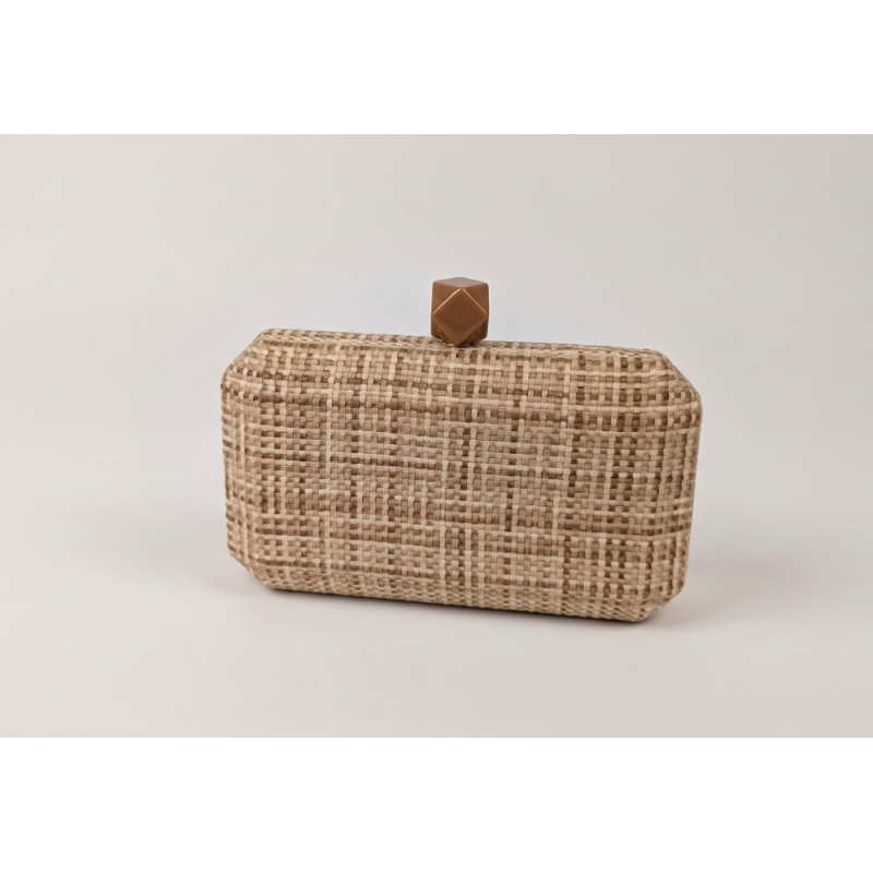 Bolso clutch marrón y beige para madrina de boda - Bolsos de fiesta - 1