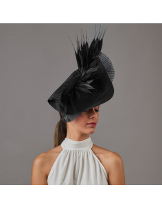Black Royal Ascot fascinator hat for woman - Wedding hats for women - 1 2