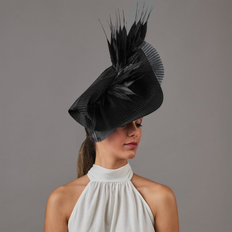 Black Royal Ascot fascinator hat for woman - Wedding hats for women - 2 Black Royal Ascot fascinator hat for woman - Wedding hats for women - 2