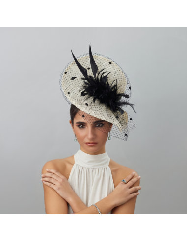 Black and ivory veil races fascinator hat for woman - Wedding hats for women - 1