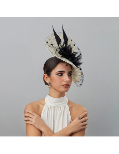 Black and ivory veil races fascinator hat for woman - Wedding hats for women - 2