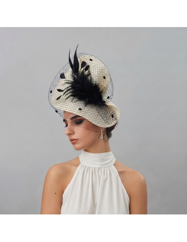 Black and ivory veil races fascinator hat for woman - Wedding hats for women - 3