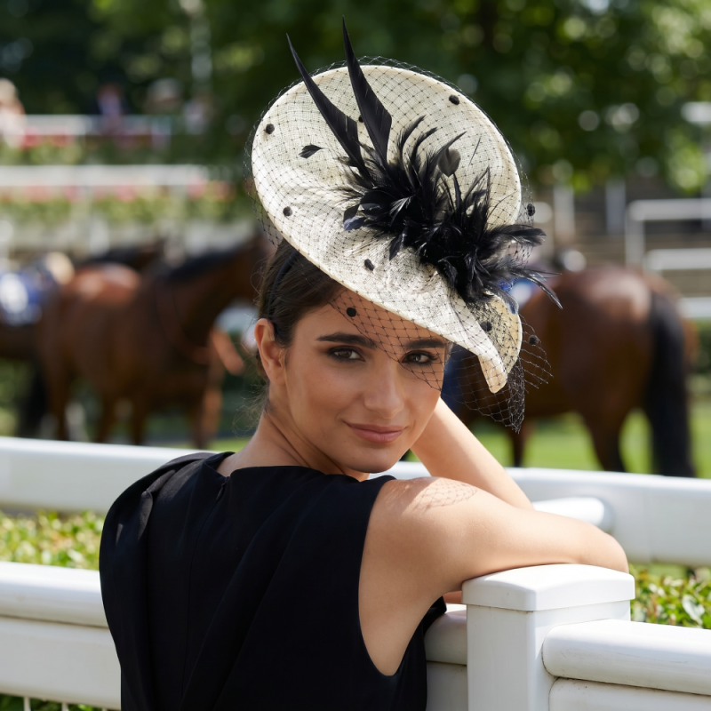 Black and ivory veil races fascinator hat for woman - Wedding hats for women - 5