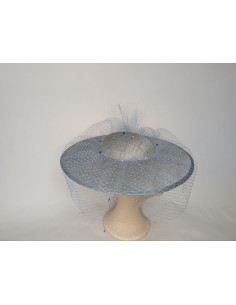 Customized light blue women hat with veil for church wedding - Wedding hats for women - 1 2