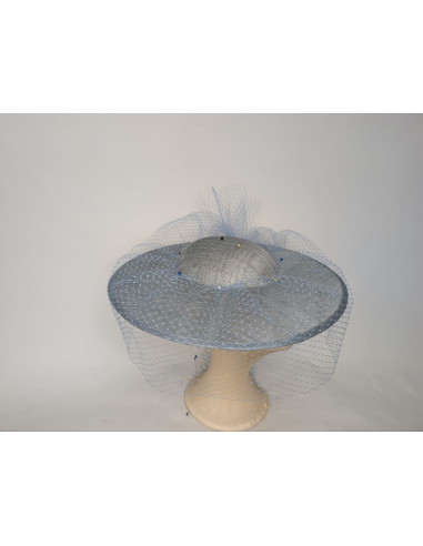 Customized light blue women hat with veil for church wedding - Wedding hats for women - 2