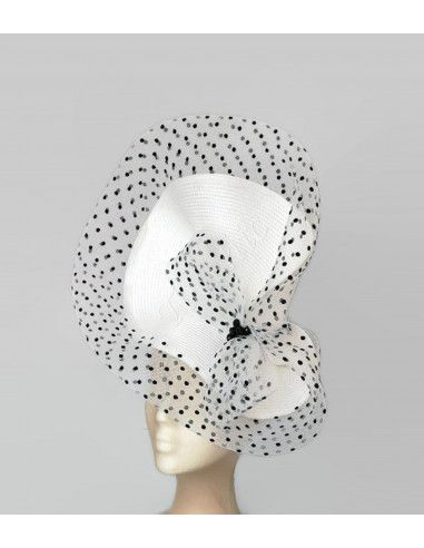 Elegant black and white fascinator with polka dots - Wedding hats for women - 3