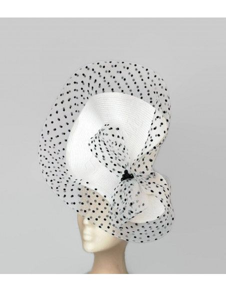 Elegant black and white fascinator with polka dots - Wedding hats for women - 3 Elegant black and white fascinator with polka dots - Wedding hats for women - 3