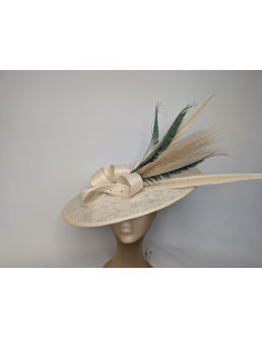 Customized Cream and green Royal Ascot hat for women - Wedding hats for women - 1 2