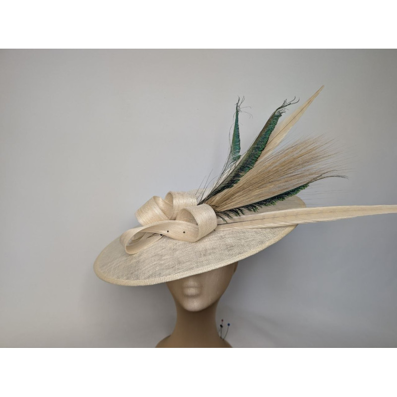 Customized Cream and green Royal Ascot hat for women - Wedding hats for women - 2 Customized Cream and green Royal Ascot hat for women - Wedding hats for women - 2