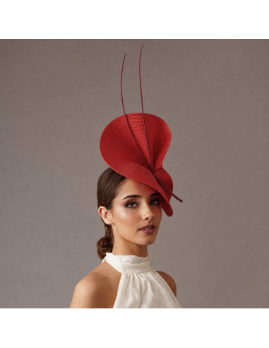 Garden party Maroon and red fascinator with feathers - Wedding hats for women - 1