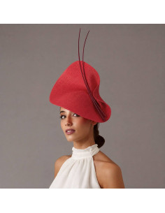 Elegante tocado para madrina de boda boda granate y rojo - Pamelas y Tocados para madrinas - 1 2