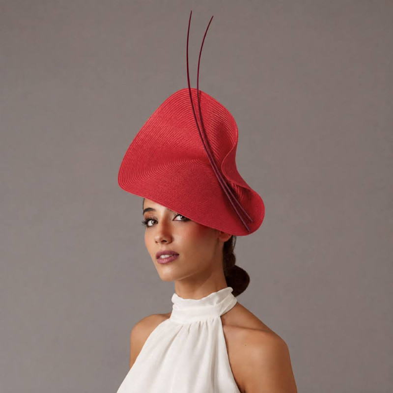 Garden party Maroon and red fascinator with feathers - Wedding hats for women - 3