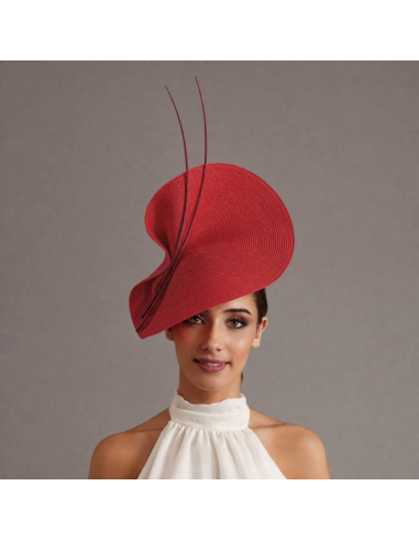 Elegante tocado para madrina de boda boda granate y rojo - Pamelas y Tocados para madrinas - 2