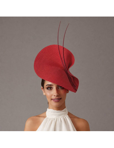 Garden party Maroon and red fascinator with feathers - Wedding hats for women - 4