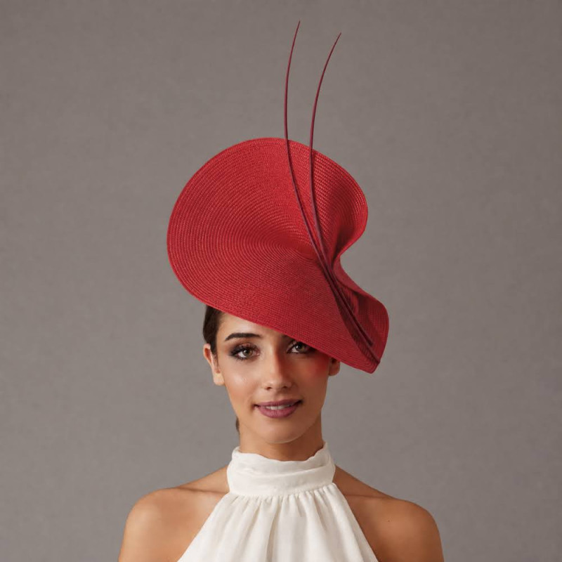 Garden party Maroon and red fascinator with feathers - Wedding hats for women - 4