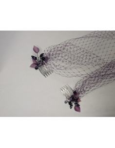 Customized wedding veil fascinator hat dark purple - Wedding hats for women - 1