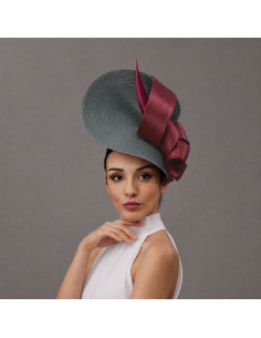 Elegant Maroon and grey mother of the groom hat - Woman hats for the Horse races - 1