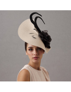 Kentucky Derby Ivory and black fascinator for woman - Wedding hats for women - 1 2
