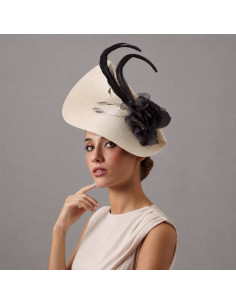 Kentucky Derby Ivory and black fascinator for woman - Wedding hats for women - 1