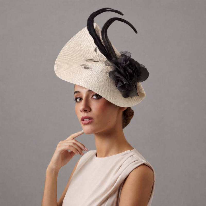 Kentucky Derby Ivory and black fascinator for woman - Wedding hats for women - 1