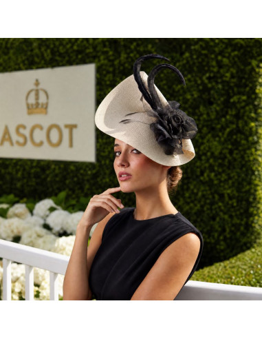 Kentucky Derby Ivory and black fascinator for woman - Wedding hats for women - 5