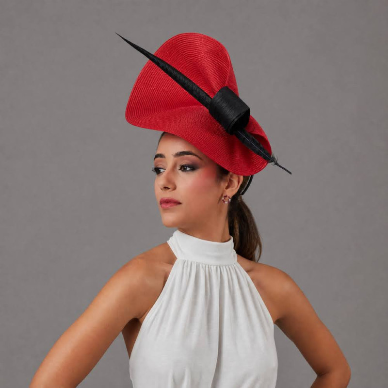 Elegant Kentucky Derby hat red and black - red fascinator with feathers - Wedding hats for women - 2 Elegant Kentucky Derby hat red and black - red fascinator with feathers - Wedding hats for women - 2