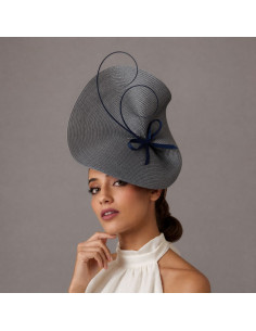 Elegant Woman formal dress hat grey and navy blue - Wedding hats for women - 1