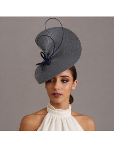 Elegant Woman formal dress hat grey and navy blue - Wedding hats for women - 1 2
