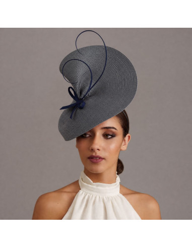 Elegant Woman formal dress hat grey and navy blue - Wedding hats for women - 4