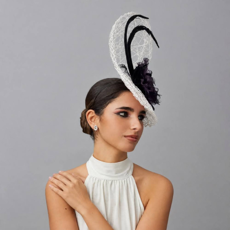 Ladies Royal Ascot races fascinator hat white and Black - Wedding hats for women - 2 Ladies Royal Ascot races fascinator hat white and Black - Wedding hats for women - 2