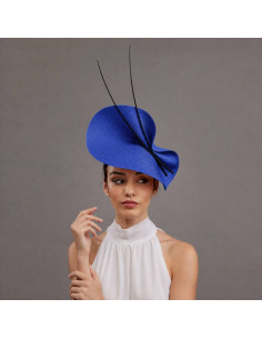 Electric blue and black wedding fascinator hat - Wedding hats for women - 1 2