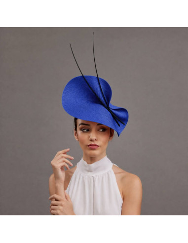 Electric blue and black wedding fascinator hat - Wedding hats for women - 5
